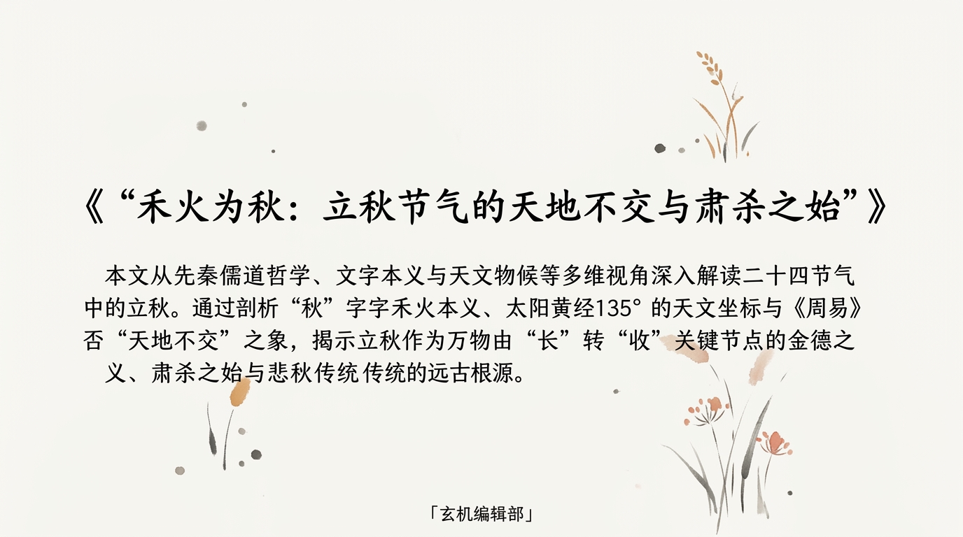 禾火为秋：立秋节气的天地不交与肃杀之始